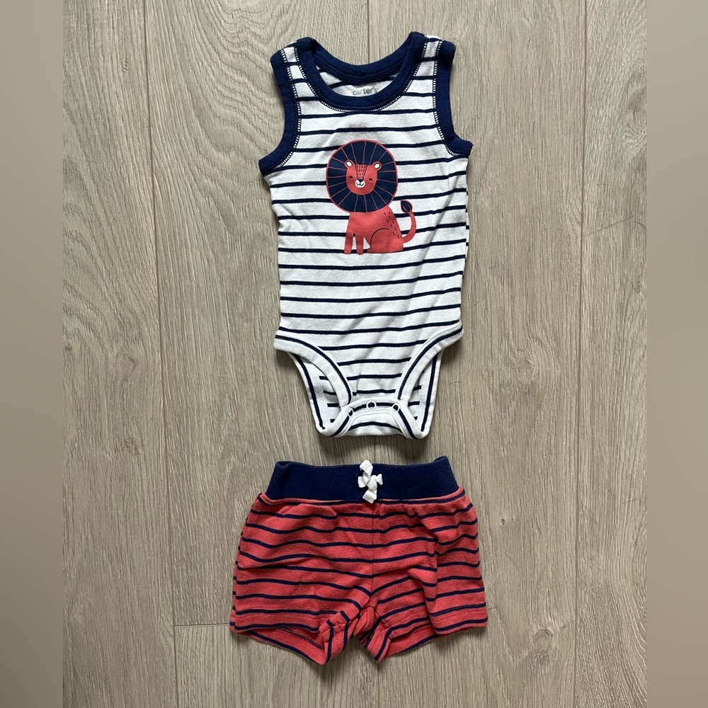 Carters lion sleeveless bodysuit + shorts set (3m)